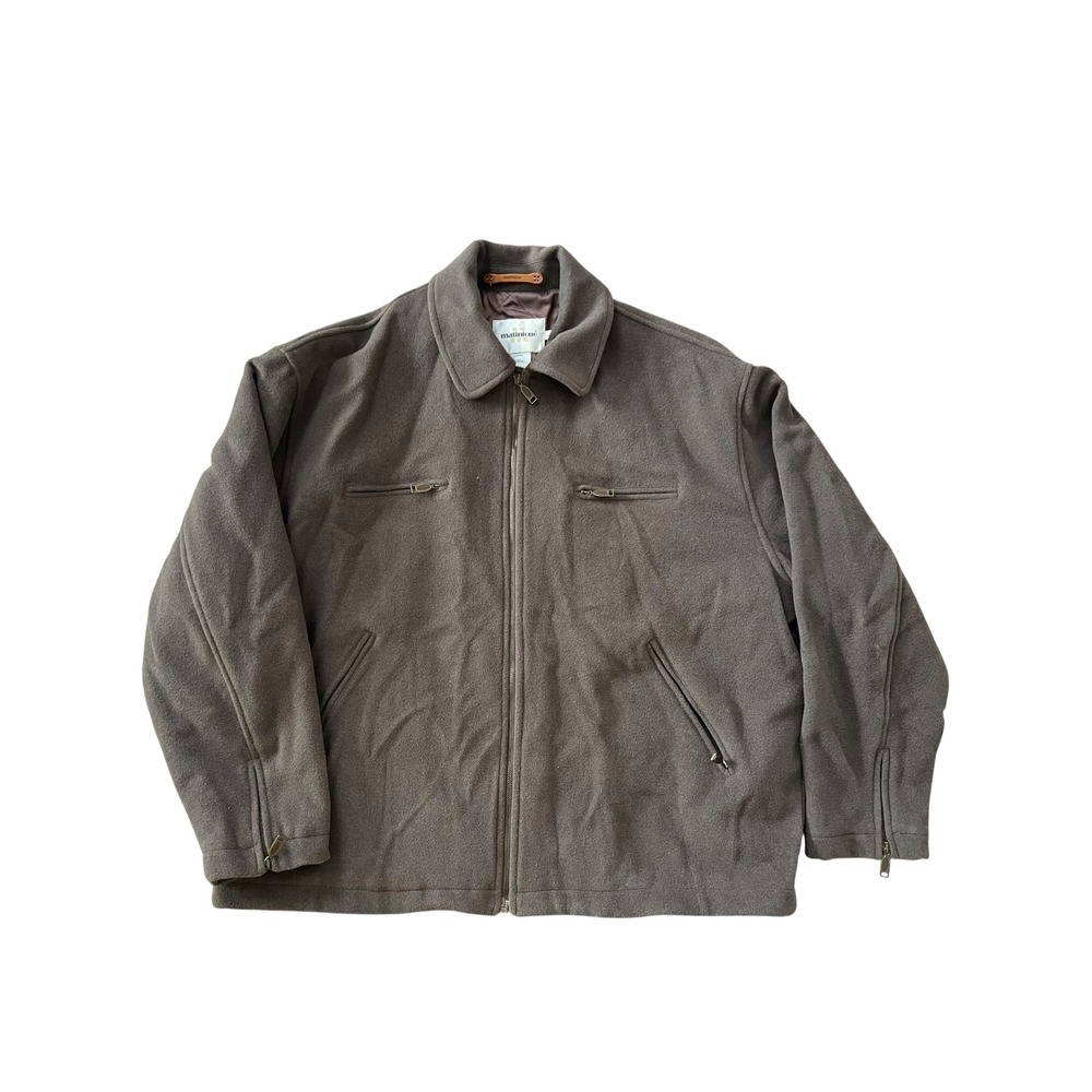 Matinique Wool Blend Jacket Mens L Full Zip Collared Quilted Lined Gray